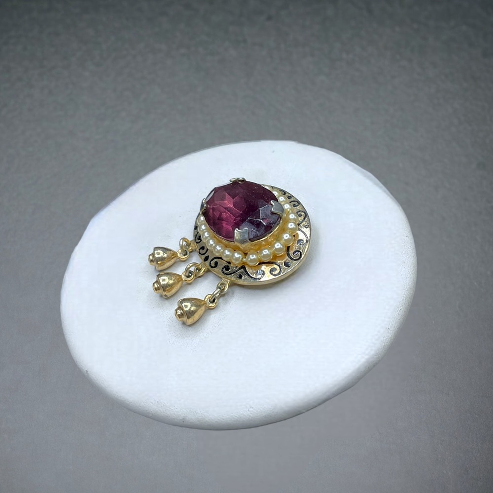 🌺Vintage Art Nouveau Amethyst Brooch - Picture 4 of 10